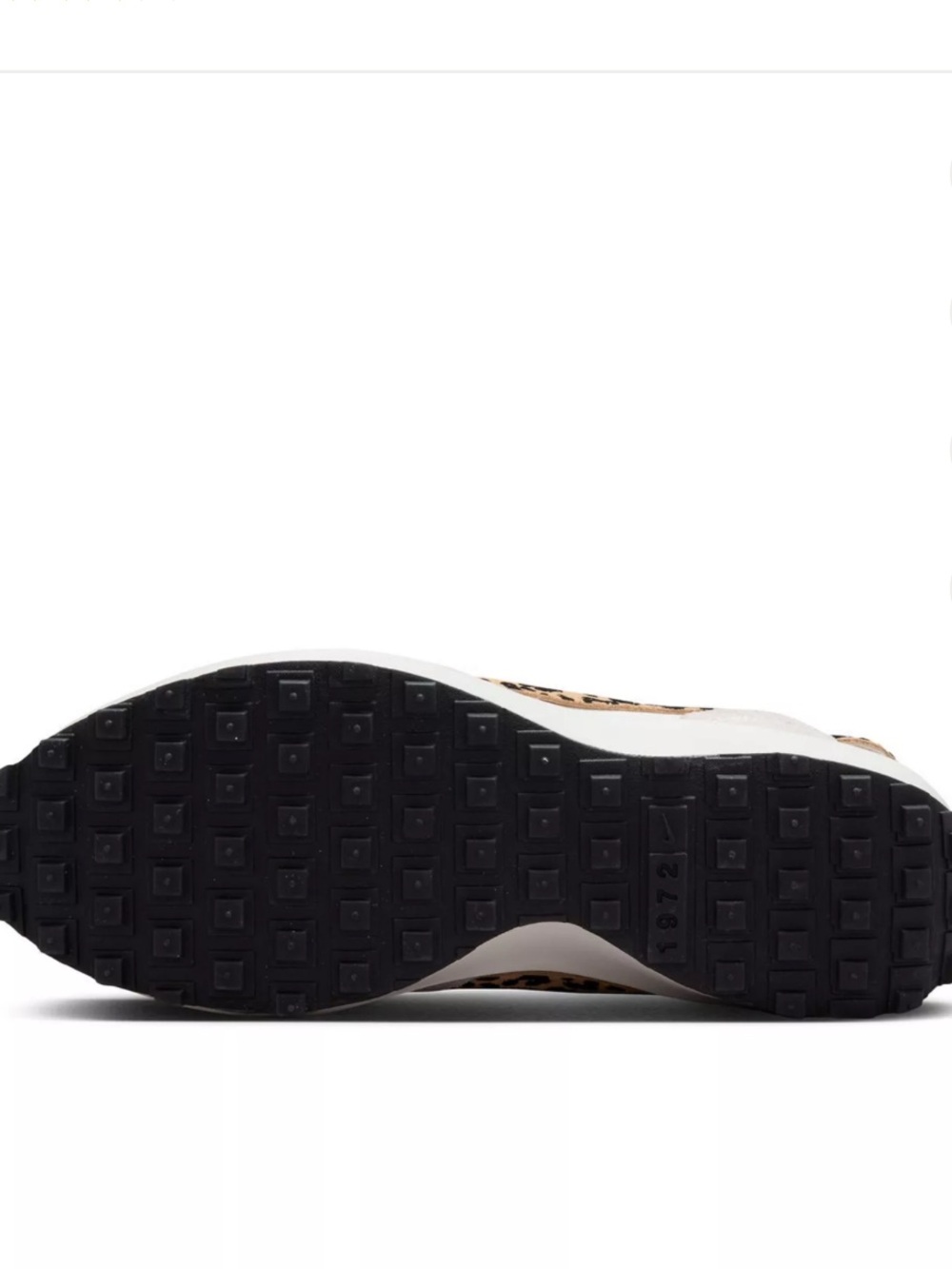 Woman’s Nike Waffle Debut Cream/White Sneakers with Leopard Print Accent - Picture 4 of 7